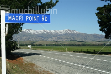 Maori Point Road signage, Central Otago.
