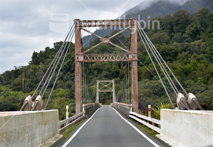 A single lane steel construction bridge, West Coast, South Island.