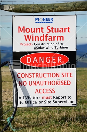 Mount Stuart Windfarm information sign.