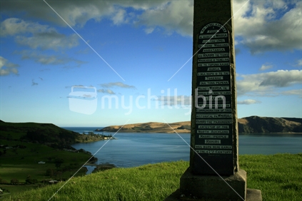 The monument on top of Whiria, a pa that overlooks Opononi on the Hokianga Harbour in Northland, New Zealand
