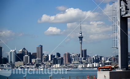 Sky tower, and Auckland CBD as seen from the Auckland South bound motorway.