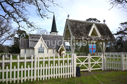  Waimate North Parish church, Bay of Islands, Northland, as seen from State Highway 1.