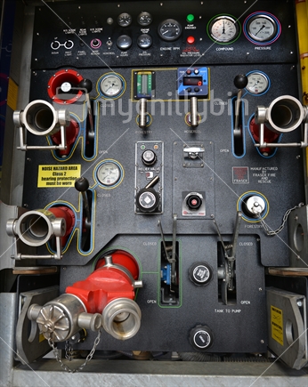 Control panel at rear of Fire Service truck.