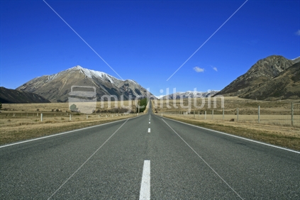 The road leading to Castle Hill, Canterbury, South Island, New Zealand