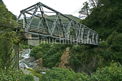 Haast river bridge crossing, which has just celebrated 50 years since opening.  Haast Pass,  South Island.