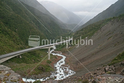 Otira viaduct, which was built to replace a very steep and windy road, that was wiped out by a massive landslide.  Arthurs Pass, South Island.