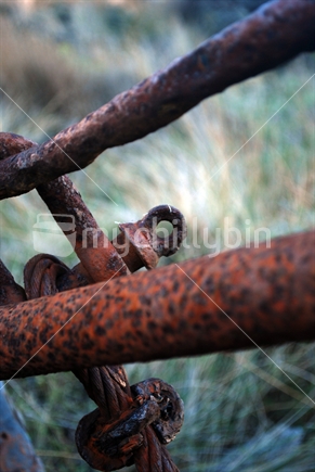 Old rusting winch and wire rope.