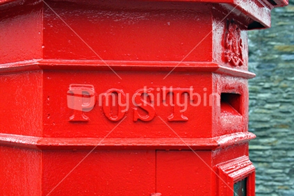 Traditional Red Post Box closeup.