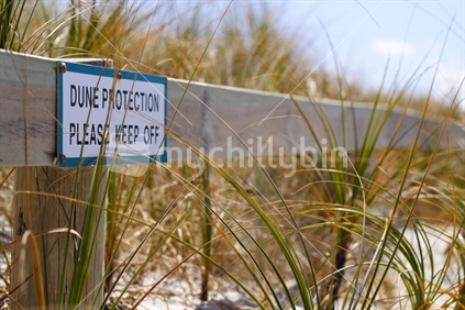 Sand Dune Protection Sign, Omaha Beach, New Zealand
