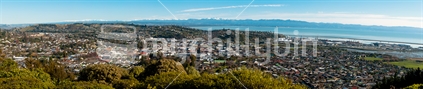 Panoramic view of Nelson City from the top of Center of New Zealand