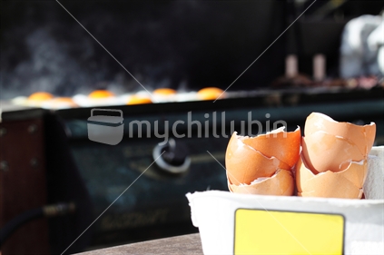 Fried eggs on the BBQ