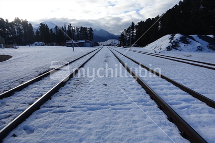 Cass in Canterbury, railway lines under snow