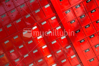 Close up of postal mail boxes