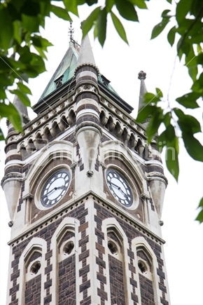 Otago University, Dunedin has this famous clock tower alongside the Leith Stream
