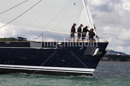 A super yacht sailing in gentle conditions on the Waitemata Harbour - Auckland