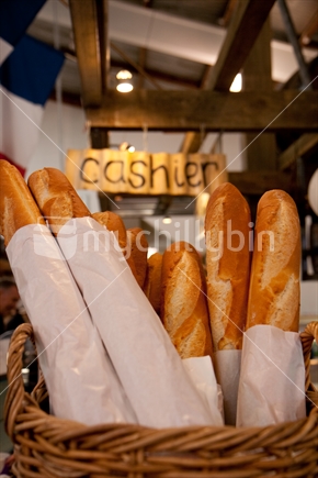 French bread sticks being sold at an Auckland Saturday Market