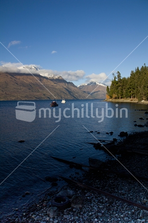 A view from across Lake Wakitipu, Queenstown