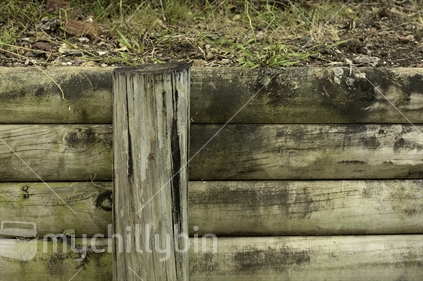 wooden retaining wall and post
