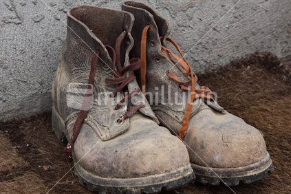 Pair of old work boots