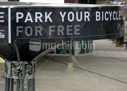 Park Your Bicycle For Free Sign, Manawatu, New Zealand