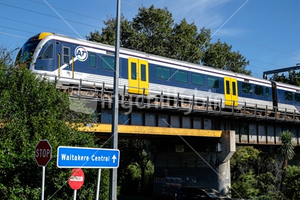 Auckland Transport Train crossing a bridge