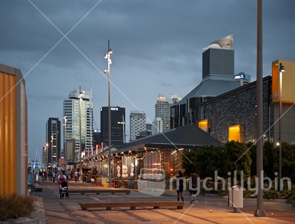 Restaurants at Aucklands Viaduct Harbour (high ISO)