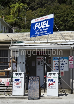 Self service fuel pumps at Ferry landing, Coromandel
