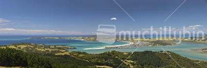 Panoramic image of Omaha and surrounding countryside from Coromandel to Rangitoto. Stitched image
