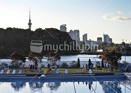 Parnell pool with city background