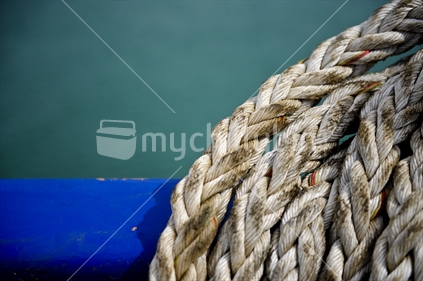 Close up on heavy shipping rope