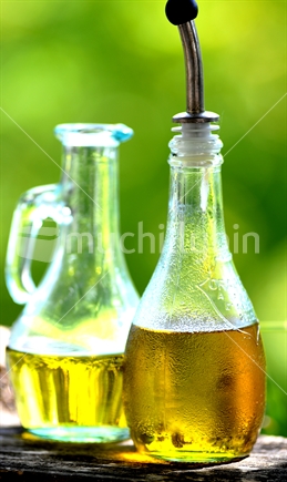 Olive oil in glass containers