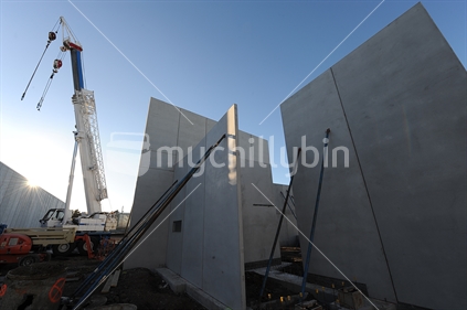 Preformed Concrete construction slabs on building site