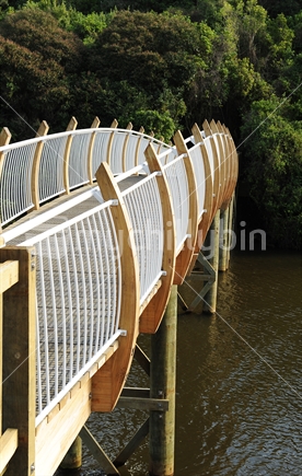New Wooden Walking Bridge in Orakei Basin, Auckland