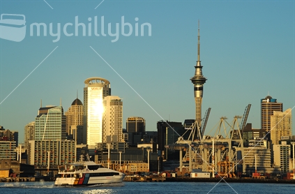 Auckland City and Harbour with Ferry
