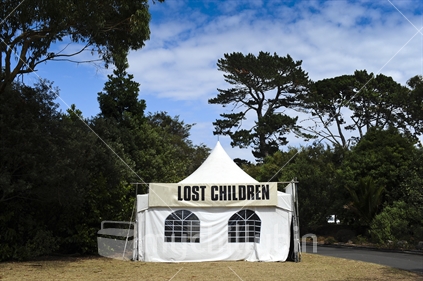 Marquee with Lost Children sign