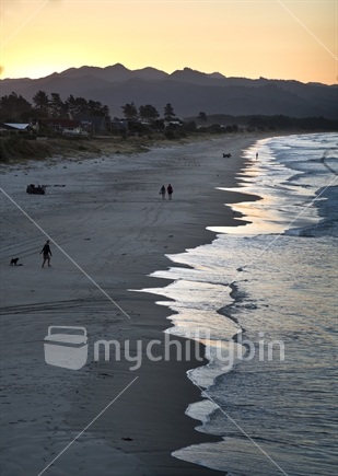 Sunset reflections on Matarangi beach