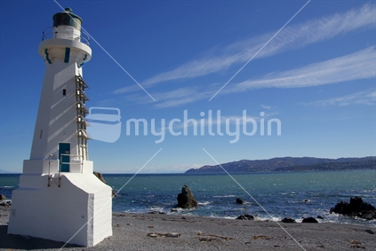 The lighthouse at Pencarrow Head, Wellington Harbour, Cook Strait