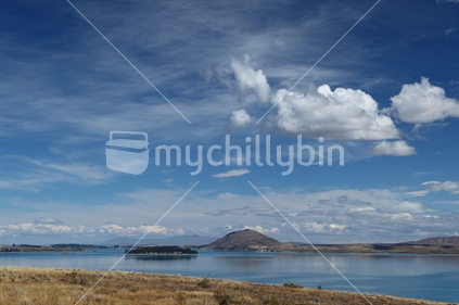 Scenic sky over Tekapo lake