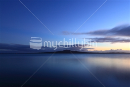 Rangitoto Island as viewed from St Heliers beach, New Zealand