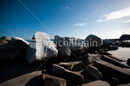 Rocks at Mangawhai beach