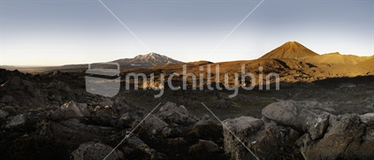 Mt Ngauruhoe and Mt Ruapehu, Tongariro National Park (stitched panorama)
