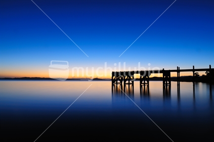 Maraetai wharf before sunrise, New Zealand