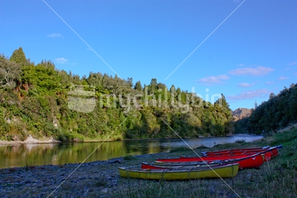 Canoes on the Whanganui RIver, New Zealand