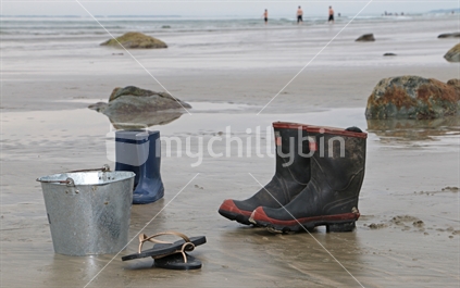 Gumboots on the beach in Riverton,Southland