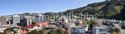 Panorama from The Terrace to Thorndon including the Tinakori hills  -Wellington on a fine day