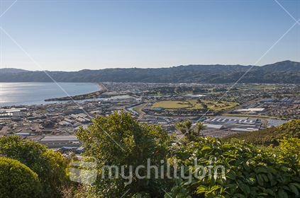 From the wainui-o-mata hill road lookout Wellington's western hills and the lower hutt city suburbs can be seen