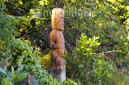 A timber carving of Kupe at Wellington's Titahi bay