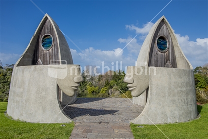 Matakana Public Toilets. Designed by Steffan de Haan. The sculptural facade to the toilets provide an interesting entry to the toilets