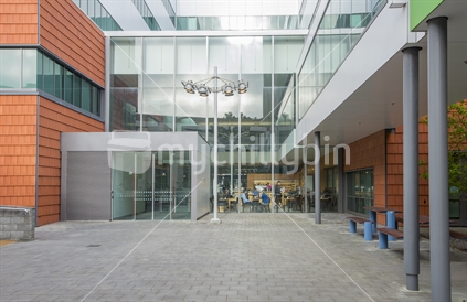 Wellington hospital showing the entrance by the cafeteria