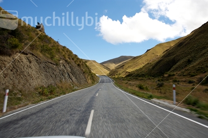 Moving; going up a section of the Cardrona road to Queenstown